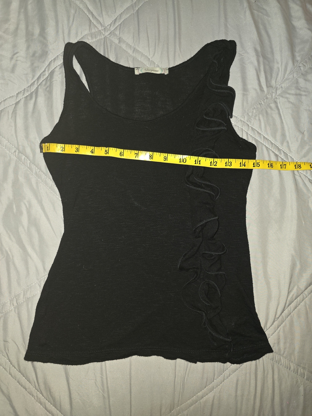 Black Ruffle-Accent Sleeveless Tank Top - Picture 2 of 2